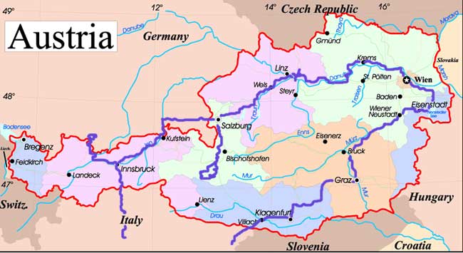 Austria map, our itinerary